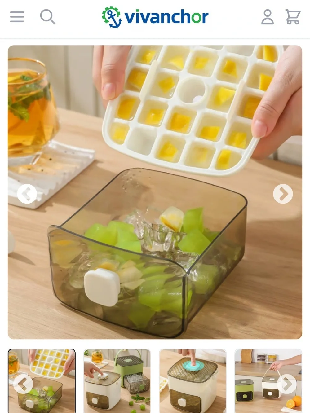 Handled Press-Type Ice Cube Tray (Double-Layer)